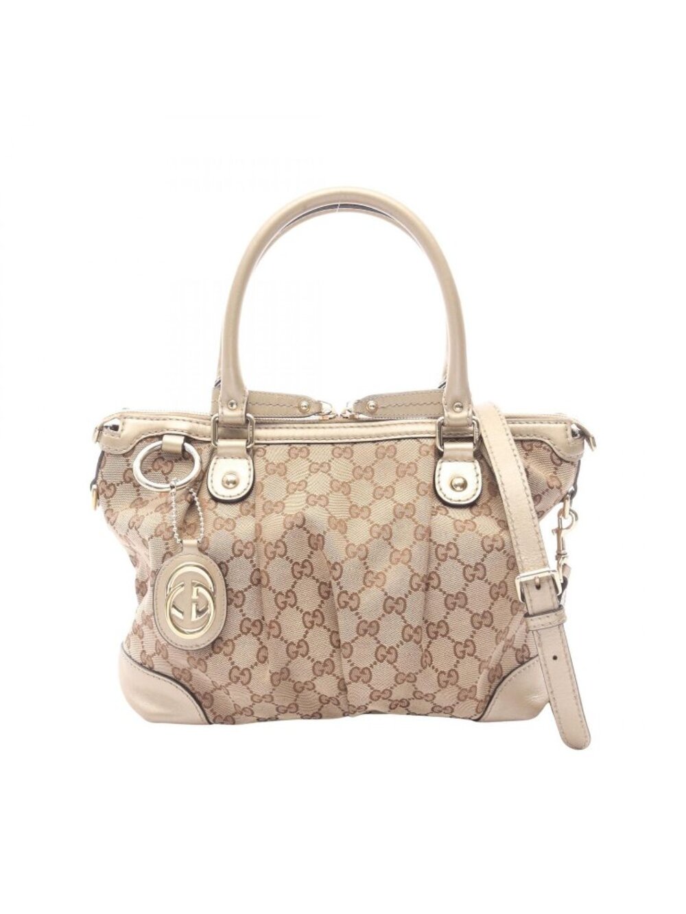Gucci Handbag Ski GG Canvas 2-Way Beige Ski Shoulder